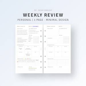 Week in Review Printable Personal Inserts, Weekly Reflection Journal ...