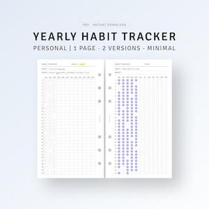 Yearly Tracker Printable Daily Routine Log Template, A Year in Pixel, Goal Tracker for Diet Fitness, Personal Size, Instant Download PDF
