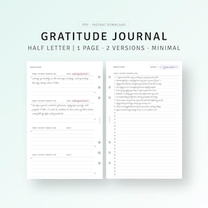 Dankbarkeit Journal Druckbare tägliche Reflexion, Dankbarkeit Journal, Eine Linie pro Tag, Achtsamkeitstagebuch, Halbbuchstabe Planer, digitaler Download