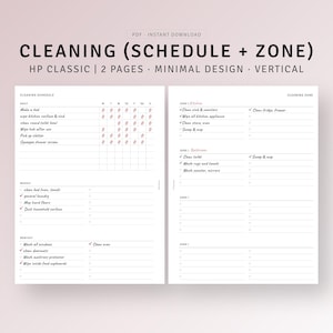 HP Classic, Cleaning Schedule Template Printable Zone Cleaning, Weekly Monthly Cleaning Planner, House Chores Routine Log, Digital Download