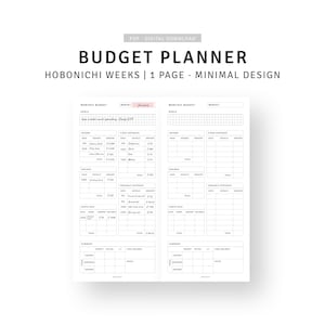 Budget Planner Printable Hobonichi Weeks, Income and Expense Tracker, Budget Overview, Spending Log, Debts Paid Template, Digital Download
