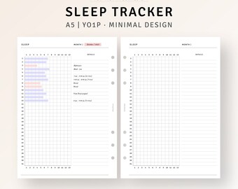 A5 Inserts, Sleep Tracker Printable Monthly Sleeping Journal, Health Planner, Sleep Analysis Chart, Sleep Circle Diary, Digital Download PDF