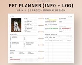 Pet Planner Printable Happy Planner Mini Inserts, Cat Dog Planner, Puppy Health Info Organizer, Simple Pet Care Tracker, Digital Download