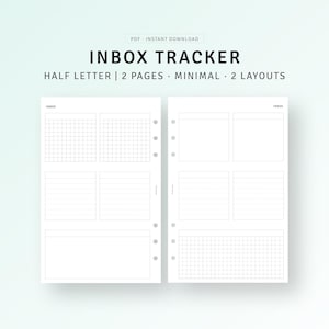 Printable Inbox Planner Tracker Half Letter Inserts, Get It Done List, Inbox System Checklist, Brain Dump, Daily Task List, Digital Download
