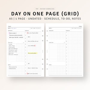 A5 Size, Daily Schedule Template Printable Day Hourly Planner, Productivity Planner, Daily Agenda Organizer, To do list, Day on A Page