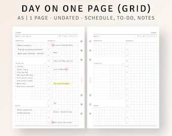 A5 Size, Daily Schedule Template Printable Day Hourly Planner, Productivity Planner, Daily Agenda Organizer, To do list, Day on A Page