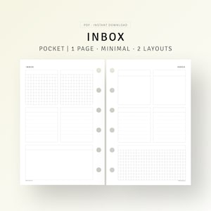 Inbox Planner Tracker Pocket Size Inserts Printable, Brain Dump List, Task List Organizer, To do list, Get it Done List, Inbox System Paper