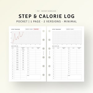 Dagelijks stappenrecord afdrukbare zakring inzetstukken, dagboek cardiotraining, wandellogboek gewichtsverlies, fitnessplanner gezondheid, digitale download