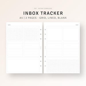 Printable Inbox Tracker A5 Planner Inserts, Inbox System Checklist, Brain Dump Sheet, Get it Done List, Daily Task List, Digital Download
