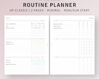Routine Planner Printable HP Classic Inserts, Morning Night Routine Tracker Checklist, To do list, Daily Habit Template, Instant Download
