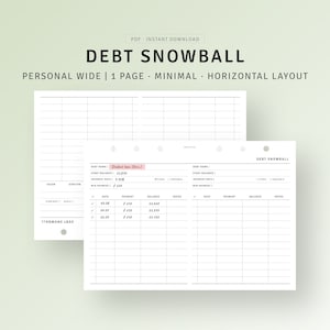 Carpeta personal imprimible con forma de bola de nieve para deudas, plantilla de seguimiento de pagos de deudas, lista de pagos de hipotecas, diario financiero, registro de deudas de tarjetas de crédito