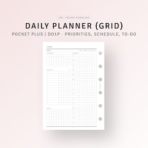 Inserções de bolso Plus para planejador diário sem data para impressão, organizador de agenda diária, lista de tarefas, modelo de programação diária Pocket XL Hobo Style
