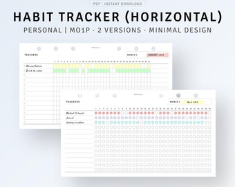 Personal, Monthly Habit Tracker Template Printable 30 Day Challenge Log, Daily Routine Tracker, Diet Goal Tracker Sheet, Instant Download