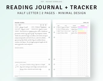 Book Tracker Printable Reading Log, Book Review Planner Reading Template, Bookshelf, Books to Read, Half-size Inserts, Instant Download