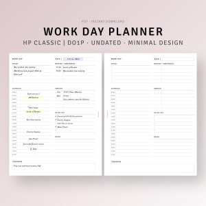 Daily Work Planner Printable HP Classic Inserts, Personal Schedule Organizer, Time Blocking Template, Productivity Planner Digital Download