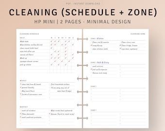 Cleaning Schedule Printable HP Mini Ring, Zone Cleaning Routine Tracker, Weekly Cleaning Planner, Home Management Sheet, Digital Download