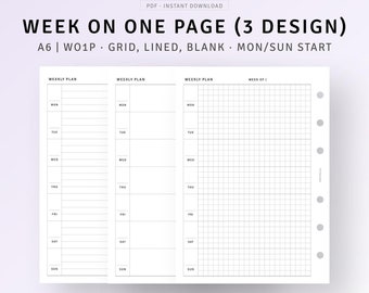 Week on One Page Planner Undated Bella - Etsy