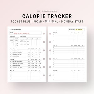 Calorie Tracker Pocket Plus voegt afdrukbaar in, Food Diary Journal Template, Daily Calorie Counter Chart, Diet Planner, Weight Loss Tracker