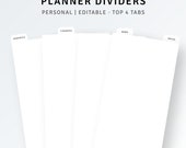 Personal, Planner Dividers Printable, PDF, PNG, Custom Top 4 Tabs, Editable Planner Dashboard Template, Binder Sectioning, Index Page Finder