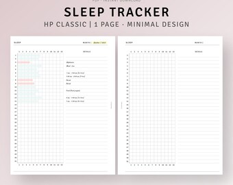 Sleep Tracker HP Classic Inserts Printable, Monthly Sleep Log, Sleeping Circle Analysis Chart, Health Planner Template PDF, Digital Download