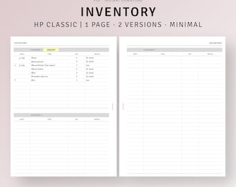 Inventory Tracker Template HP Classic Printable Inserts, Food Kitchen Inventory Management, Product Supply Inventory Sheet, Digital Download