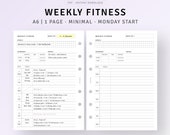 Workout Tracker Printable A6 Inserts, Fitness Calendar Template PDF, Weekly Workout Log Tracker, Daily Exercise Journal, Wellness Planner
