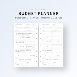 Personal, Monthly Budget Planner Printable Income and Expense Tracker, Finance Overview Template, Money Spending Log, Digital Download PDF