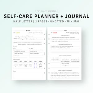 Druckbare Halbbuchstaben-Einsätze, Achtsamkeits-Journal, tägliche Reflexion Vorlage, Tagebuch für psychische Gesundheit, digitaler Download PDF