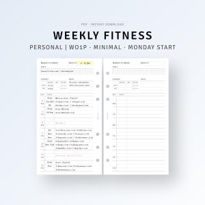 PERSONAL, Weekly Fitness Tracker Inserts Printable Workout Log Calendar Template, Weight Loss Tracker, Exercise Planner, Digital Download
