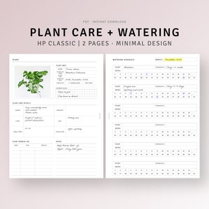 May include: A printable plant care and watering schedule planner with a minimalist design. The planner includes sections for plant details, care instructions, watering schedule, and a plant growth log. The image shows a Monstera Deliciosa plant.