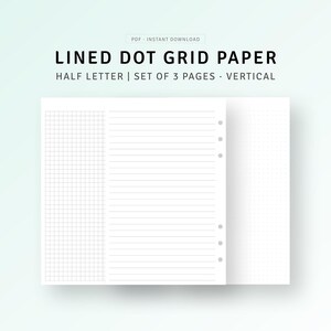 Liniatura Kropka Siatka Papier Do Wydrukowania Pół List Planer Niezbędne Wkładki, Notatki Z Wykładów Studentów, Arkusz Zrzutu Mózgu, Cyfrowe Pobieranie PDF