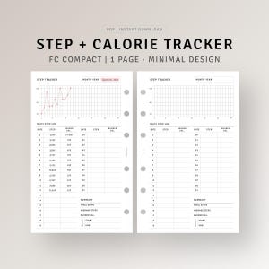 Afdrukbare FC Compact-inzetstukken wandellogboek, Cardio Workout Dieet Fitnessplanner, Stappenlogboek, dagboekgrafiek, Gewichtsverliestracker, Digitale download
