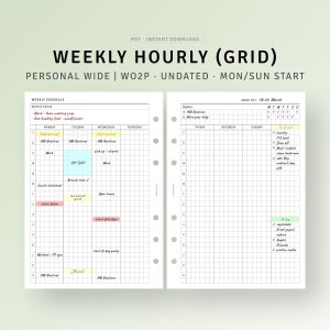 Weekly Schedule Template Personal Wide Printable, Undated Weekly Hourly Planner, To do list, Week on Two Pages, Weekly Agenda Organizer