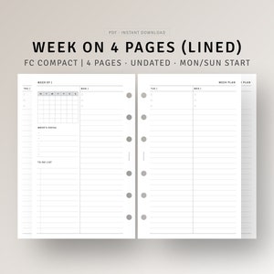 May include: A printable planner page with a weekly calendar layout. The page is divided into sections for Thursday, Monday, Tuesday, Wednesday, and a weekly plan. The page is designed for a compact planner and has a lined format.