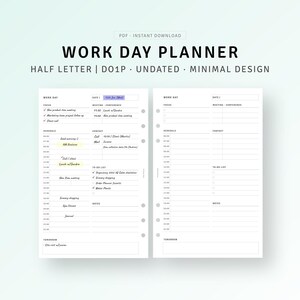 Inserções de meia-carta para planejador de negócios Organizador de metas para impressão, trabalho em casa, planejador de produtividade, modelo de cronograma diário, download digital
