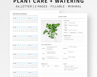 Pflanzen Pflege Journal A4/Letter Größe druckbare Garten Journal Vorlage, Pflanzenbewässerung Planer, Indoor Zimmerpflanze Planer Sofortiger Download