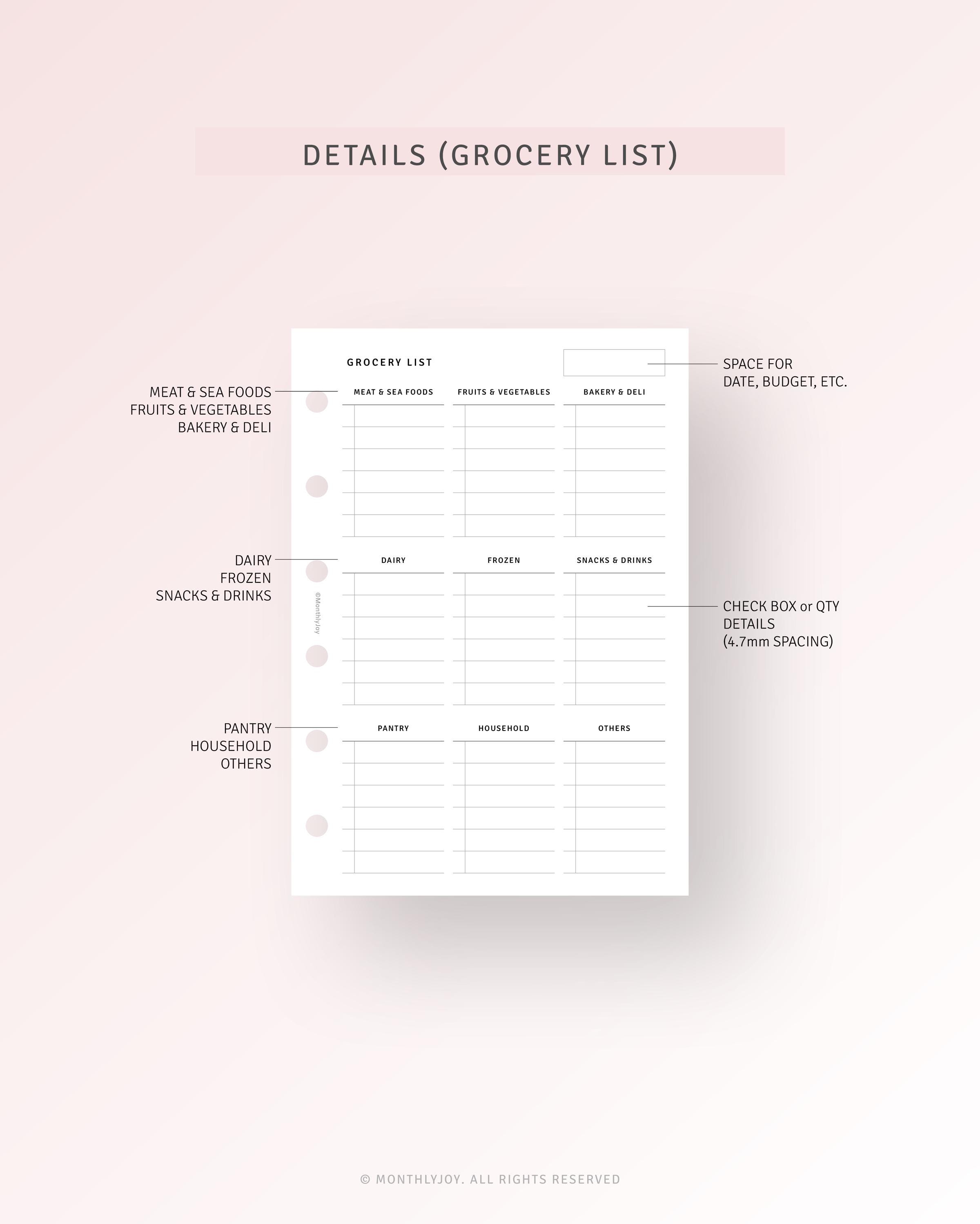 Meal Planner With Groceries Printable Pocket Plus Inserts, Food Menu ...