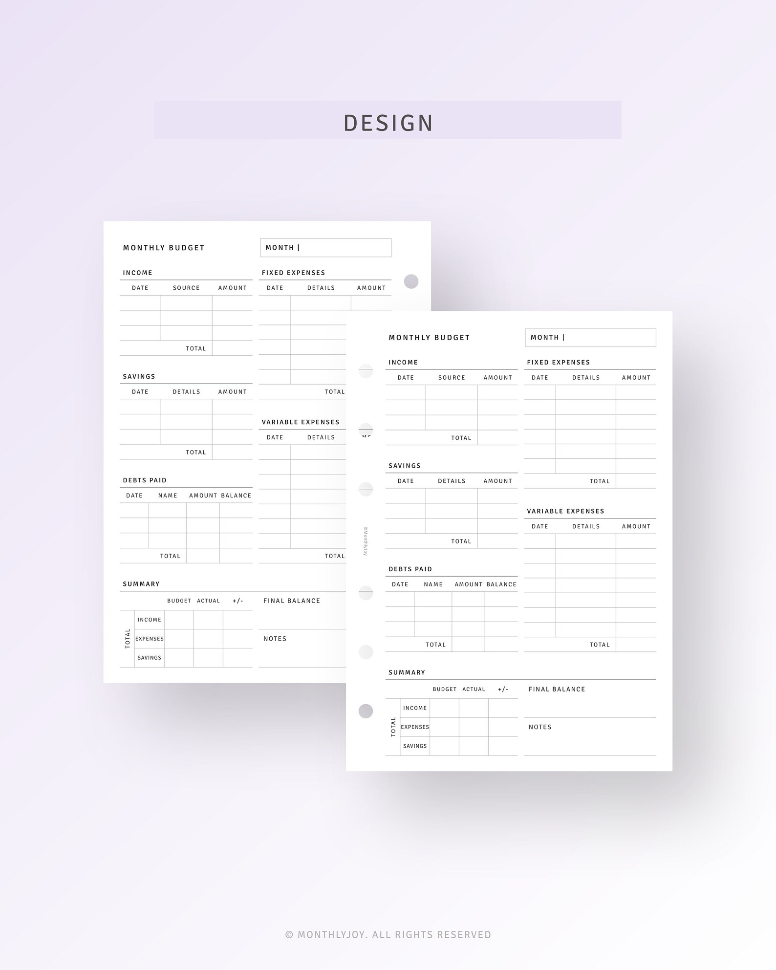 Monthly Budget Planner A6 Inserts Printable Budget Tracker - Etsy