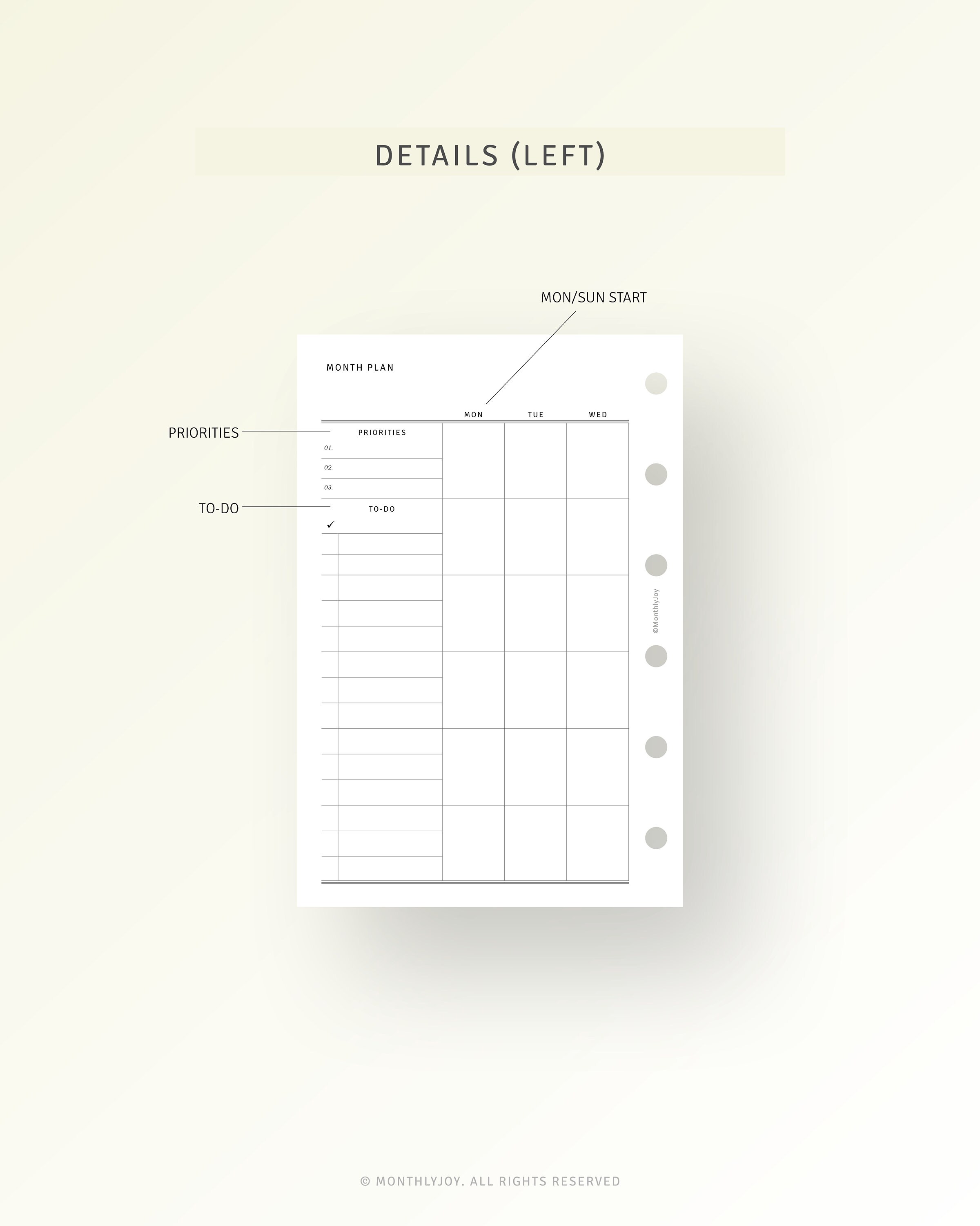 Printable Monthly Planner Pocket Planner Insert Monthly | Etsy