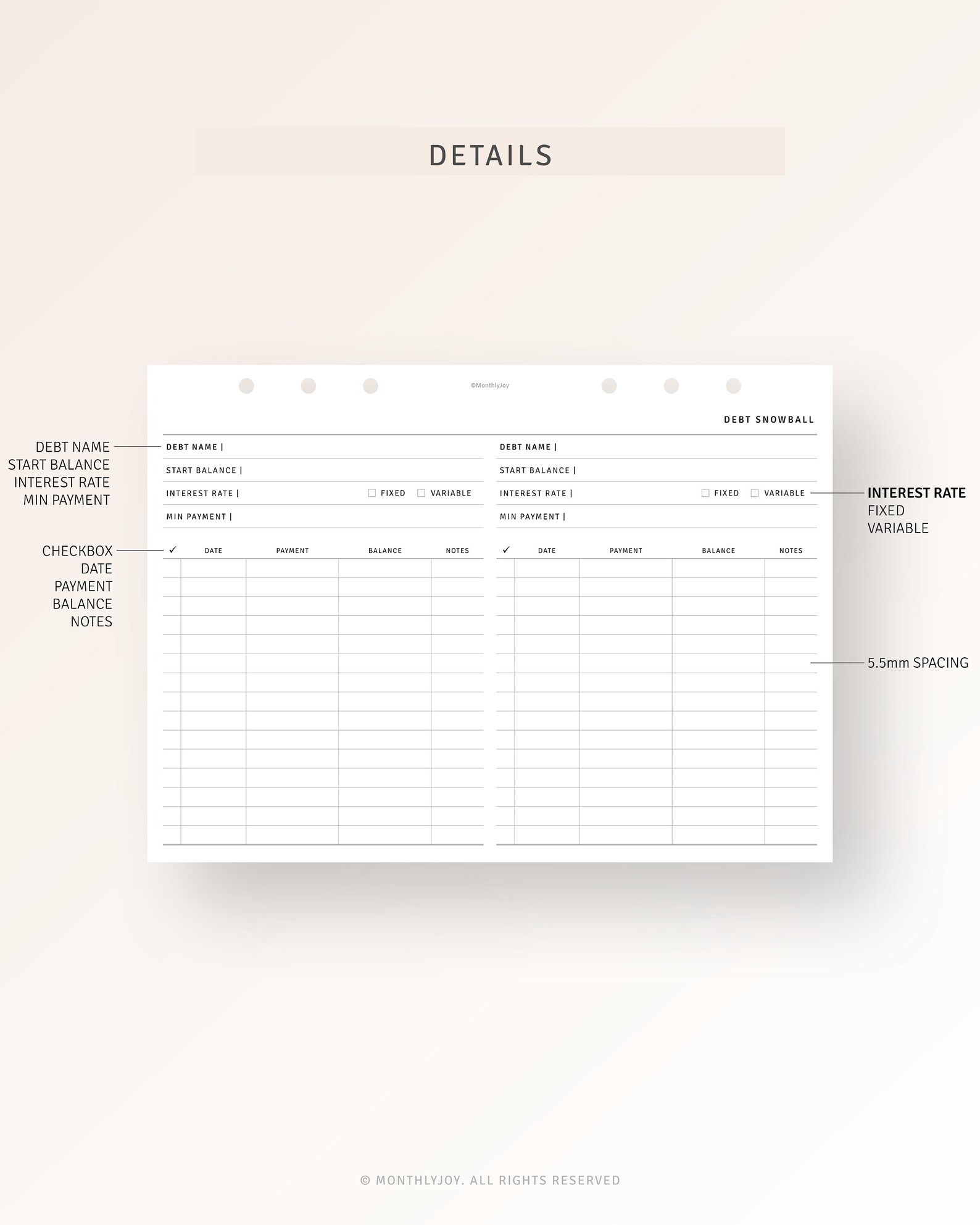 A5 Ring Debt Snowball Payment Tracker Printable Student Loan - Etsy