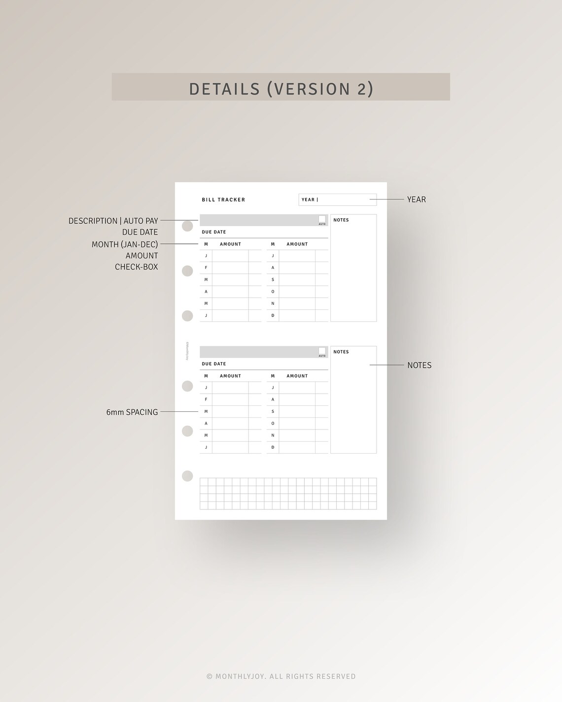 Bill Tracker Printable FC Compact Inserts, Spending Log Template ...