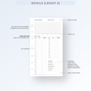 Walking Log Journal Printable Personal Size Inserts, Step Log Tracker ...