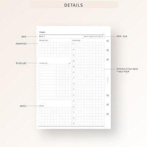 A5 Size Daily Schedule Template Printable Daily Hourly - Etsy