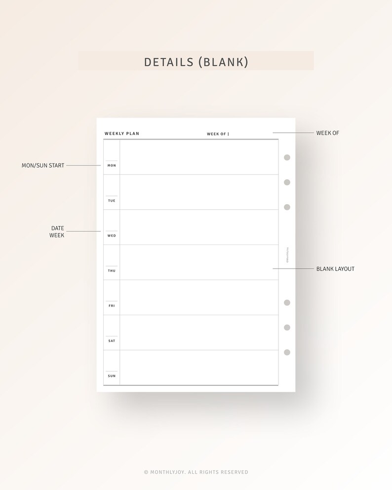 A5 Size Week on One Page Printable Weekly Planner PDF - Etsy Canada