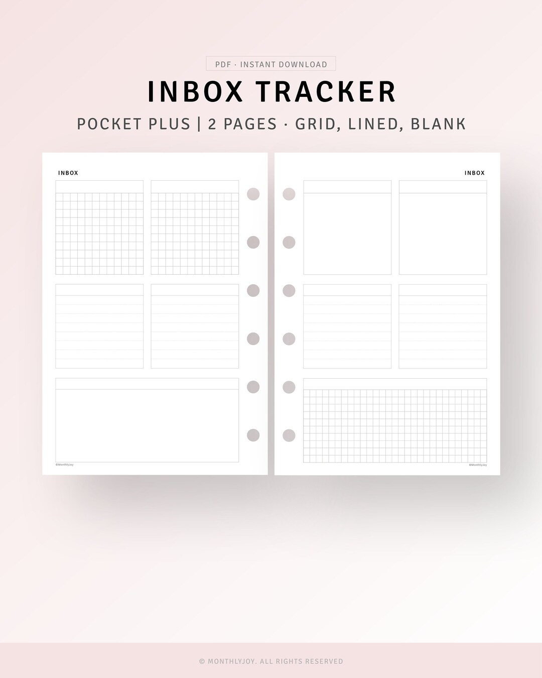 Planner Inbox Insert Inbox Inserts Tracker Pocket Plus Inserts Printable Inbox Planner ...