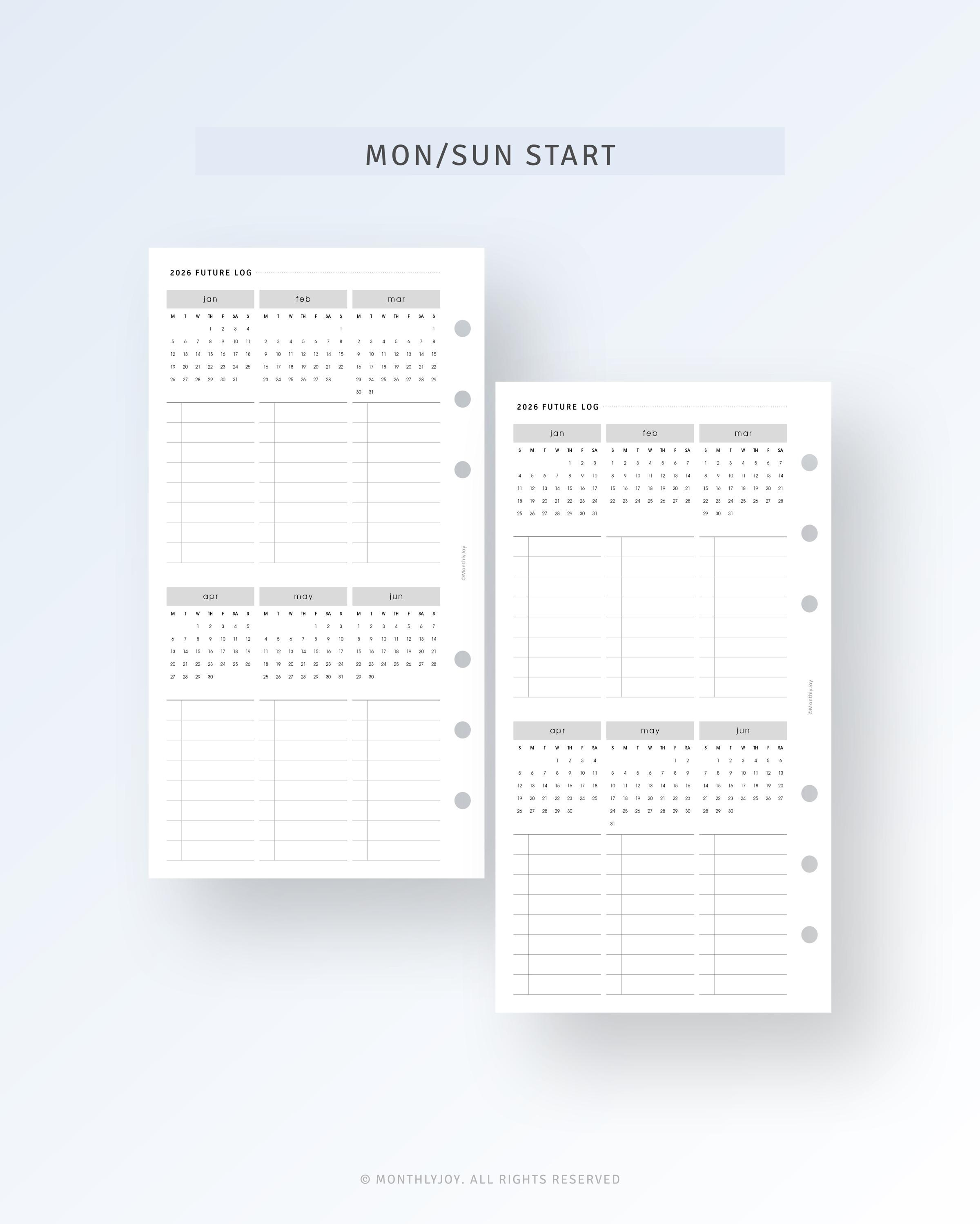 2026 Future Log Printable Personal Size Planner Inserts, Dated Year at ...