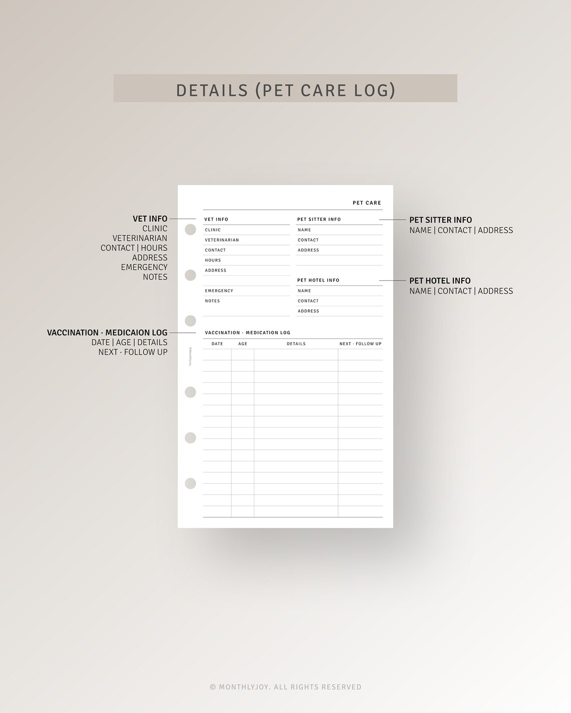 Pet Planner Printable FC Compact Inserts Puppy Health - Etsy