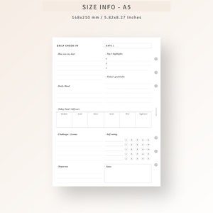 Daily Review Reflection Journal A5 Planner Inserts Printable Daily ...