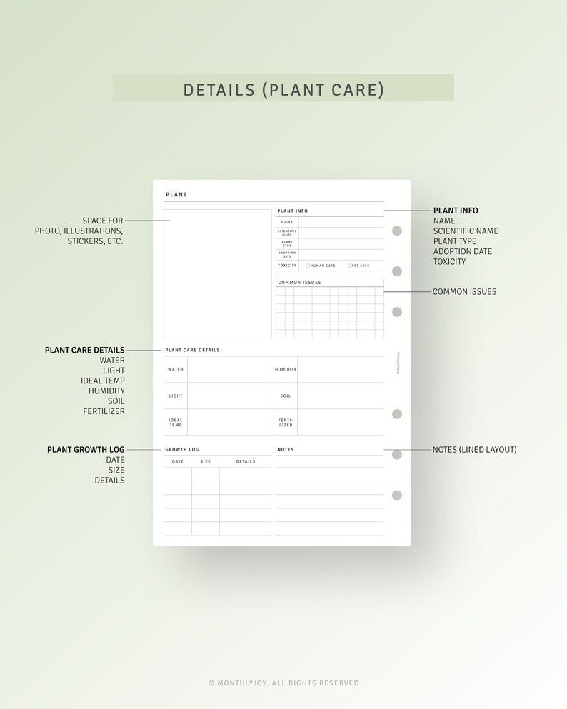 Plant Planner Printable Personal Wide Houseplant Planner - Etsy