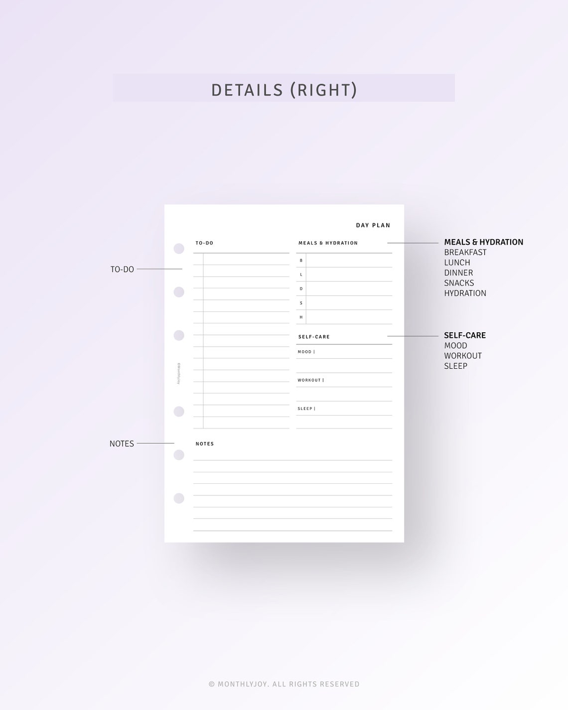 Day on 2 Pages Printable A6 Ring Undated Daily Planner Pdf - Etsy